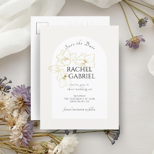 Ivoor   Boho Arch Gouden Bloemen Huwelijk Briefkaart