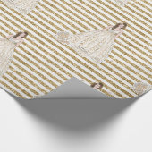 Ivoor bruidsmeisjeshuwelijk glitters gouden strepe cadeaupapier (Hoek)