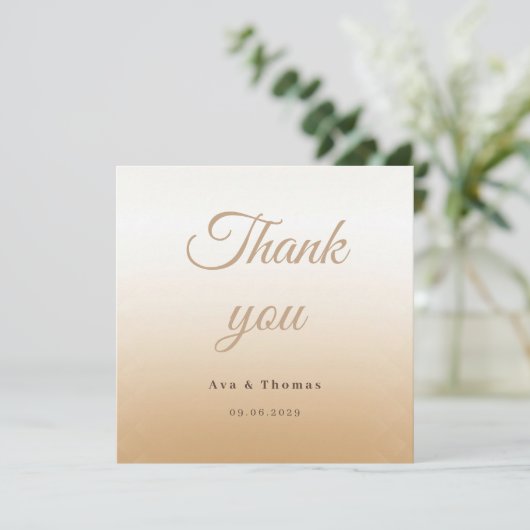 Ivoor Champagne Gradient Wedding Bedankt Card (Staand voorkant)