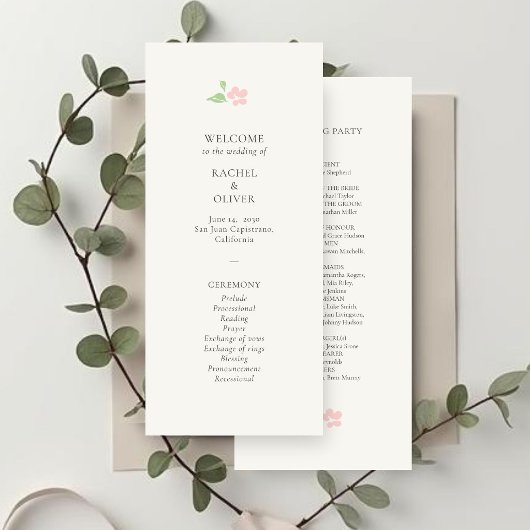 Ivoor | Chic Blush Bloemen Bruiloftsprogramma Programma