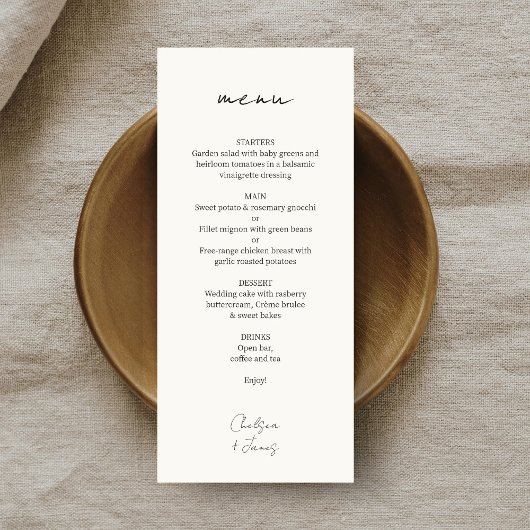 Ivoor | Chic Custom Minimalist Wedding Menu
