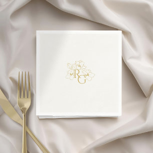 Ivoor   Chic Faux Gold Monogram Huwelijk Servet