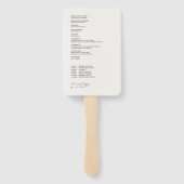 Ivoor | Chic Modern foto bruiloft programma Handwaaier (Achterkant)