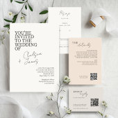 Ivoor | Chic Script Minimalist Wedding Invitation Kaart
