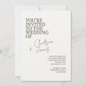 Ivoor | Chic Script Minimalist Wedding Invitation Kaart (Voorkant)