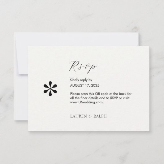 Ivoor | Chic Script RSVP QR code bruiloft (Voorkant)