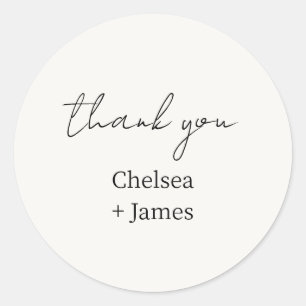 Ivoor   Chic Simple Script Dank u voor uw bruiloft Ronde Sticker