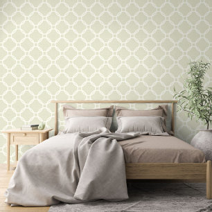 Ivoor Cirkels Art Patroon op Sage Groen Beige Behang