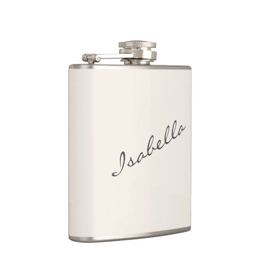 Ivoor Crème Elegante Script Naam Bruiloft Feest Heupfles (Rechts)