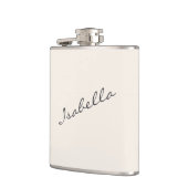 Ivoor Crème Elegante Script Naam Bruiloftsfeest Heupfles (Links)