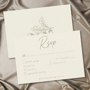 Ivoor Crème Minimalistische Blad Eikel Herfst Brui RSVP Kaartje