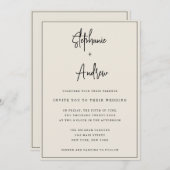Ivoor Crème Modern Eenvoudige Trouw Uitnodiging (Voorkant / Achterkant)
