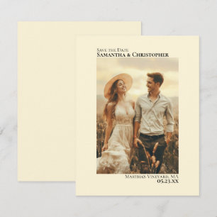 Ivoor Crème Verticale Fotografie Minimalistische T Save The Date