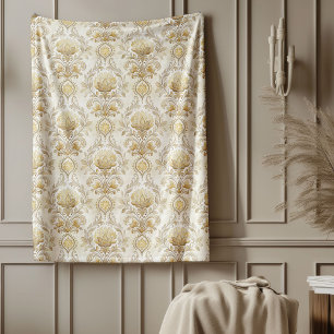 ivoor Damask Subtle Waterverf Motieven Fleece Deken