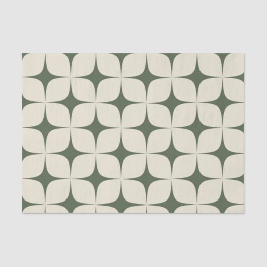 Ivoor Deep Green Mid Century Modern Boho Geometris Tissuepapier (Voorkant)