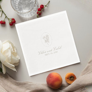Ivoor Eenvoudige Botanische Calligrafie Huwelijksp Servet