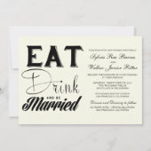 Ivoor - eet Drink en wordt gehuwd - bruiloft Kaart (Voorkant)