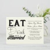 Ivoor - eet Drink en wordt gehuwd - bruiloft Kaart (Staand voorkant)