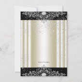 Ivoor en Black Pearl Glitter Masquerade Party Kaart (Achterkant)