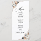 Ivoor en blauw Boho Bloemen Trouwceremonie Menu (Voorkant)
