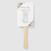 Ivoor en blauw Boho Floral huwelijksprogramma Handwaaier (Achterkant)