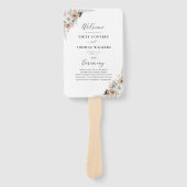 Ivoor en blauw Boho Floral huwelijksprogramma Handwaaier (Voorkant)