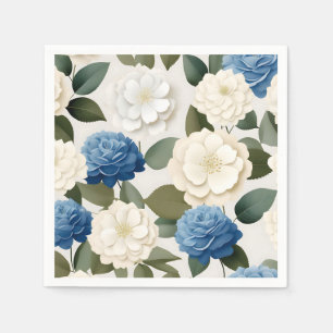 Ivoor en blauwe hortensia servet