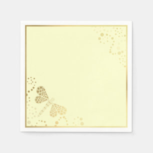 Ivoor en Goud Dragonfly Pointilisme Custom Wedding Servetten