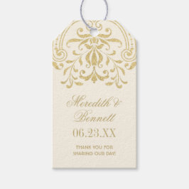 Ivoor en Goud  Glamour Bruiloft Monogram Cadeaulabel