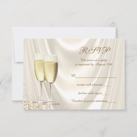 Ivoor en gouden champagne RSVP (Voorkant)