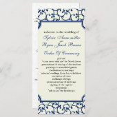 Ivoor en koninklijk blauw Bruiloftsprogramma Programma (Voorkant / Achterkant)