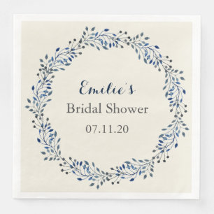 ivoor en marine bloemenbruiloft servet