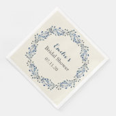 Ivoor en marineblauwe bloemige bruiloft servet (Hoek)