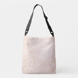Ivoor en rosegoud accentueren bloemen AI-kunst Crossbody Tas