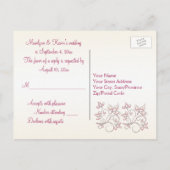 Ivoor en Roze Bloemen R.S.V.P. Briefkaart (Achterkant)