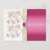 Ivoor en Roze Bloemen R.S.V.P. Briefkaart (Voorkant)