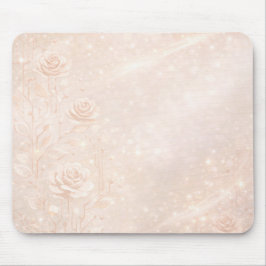 Ivoor- en roze gouden accenten bloemen AI-kunst Muismat