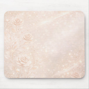 Ivoor- en roze gouden accenten bloemen AI-kunst Muismat