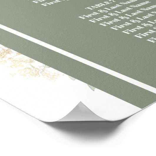 Ivoor en Sage Bloemenboog Bruiloft Zitkaarten Poster (Hoek)