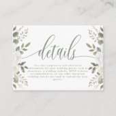 Ivoor en Sage Elegante Bloemen Bruiloft Details Informatiekaartje (Voorkant)