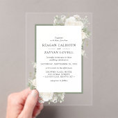 Ivoor en Salie Elegant Bloemen Lijst Bruiloft Acryl Uitnodigingen (Insitu (Draagbaar))