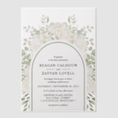 Ivoor en Salie Elegante Boog Bloemen Bruiloft Vellum Uitnodigingen (Voorkant)