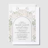 Ivoor en Salie Elegante Boog Bloemen Bruiloft Vellum Uitnodigingen (Offset)