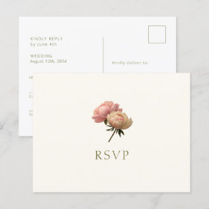 Ivoor en wit Roos bruiloft RSVP Briefkaart