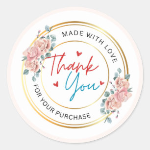 Ivoor en zijn rustieke en gouden bloemen zaken ronde sticker