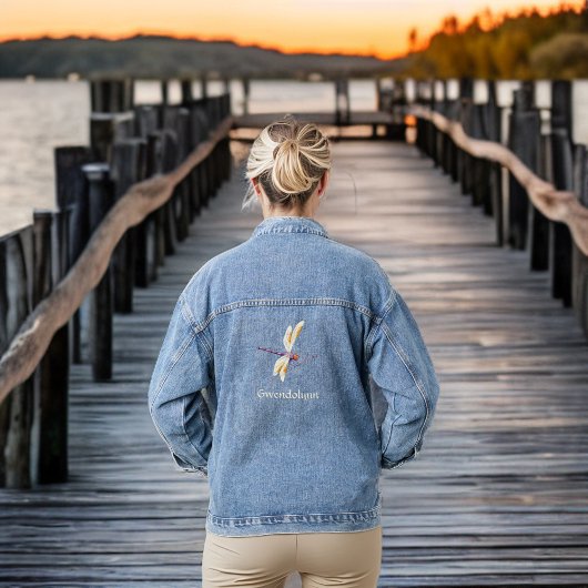 Ivoor et libellule violette avec nom de monogramme