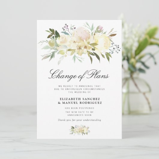 ivoor floral postprande trouwkaart kaart (Staand voorkant)