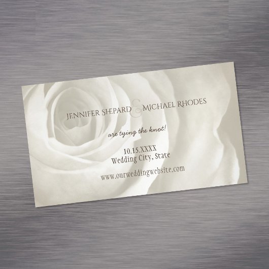ivoor floral simpel elegant bruiloft met uitzonder visitekaartje magneet