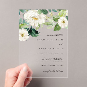 Ivoor Floral Waterverf Greenery Wedding Acryl Uitnodigingen