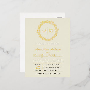 Ivoor Floral Wreath Wedding Folie Uitnodiging Briefkaart